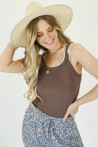 Capture The Moment Ribbed Tank In Chocolate