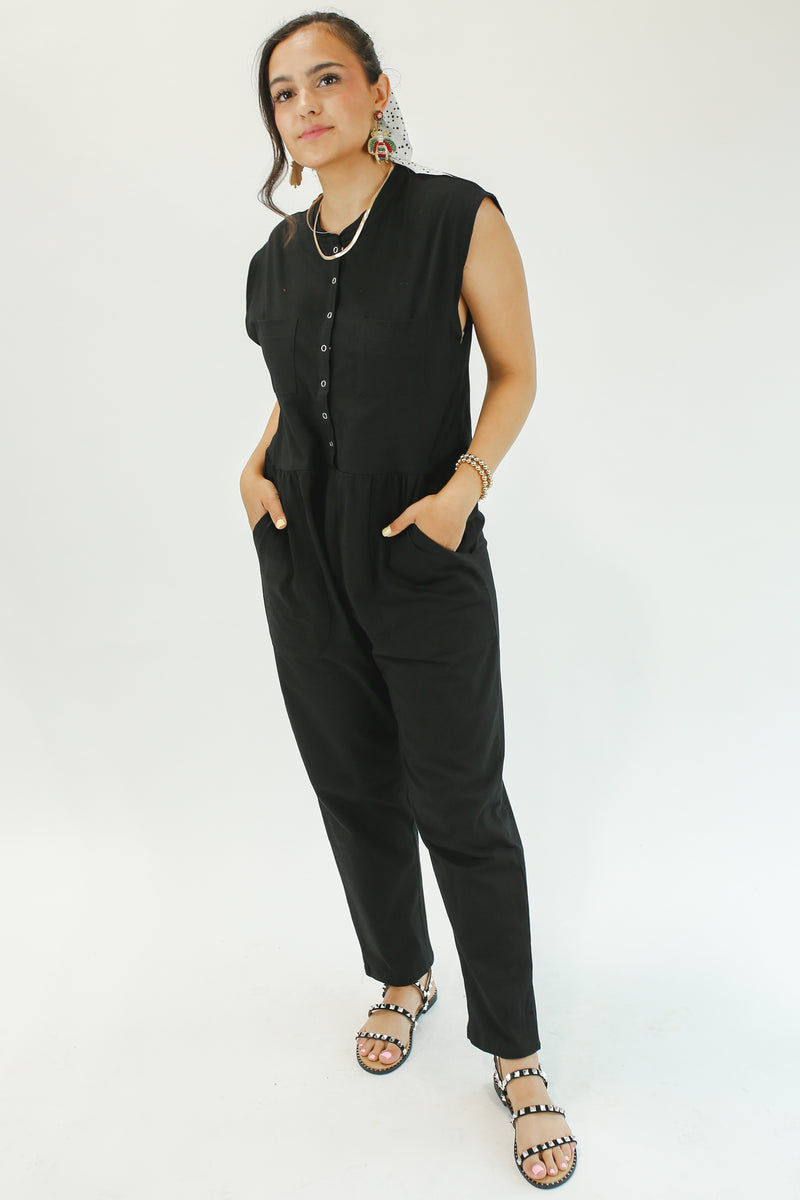 Fall Travels Jumpsuit In Black