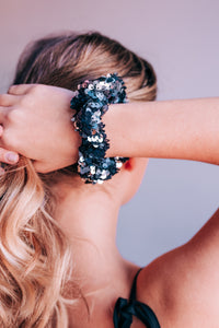 Dynamite Navy Sequin Scrunchie